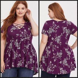 Torrid Super Soft Floral Strappy Babydoll Tee